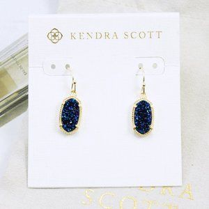 Kendra Scott Lee Earrings Blue Drusy Gold
